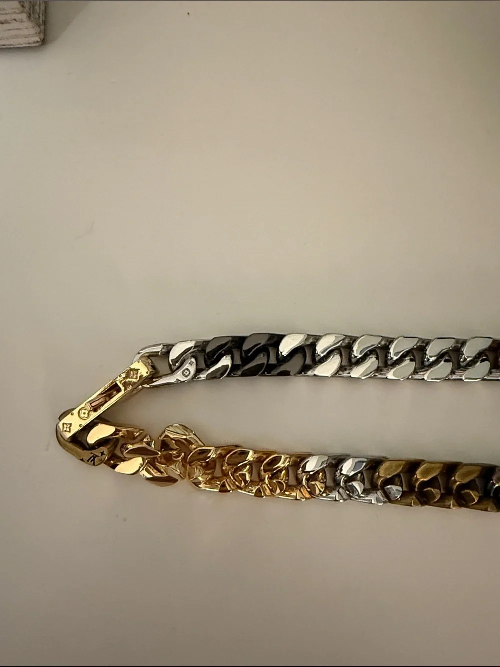 Louis Vuitton Multicolor Iridescent & Gold Cuban Link Necklace
